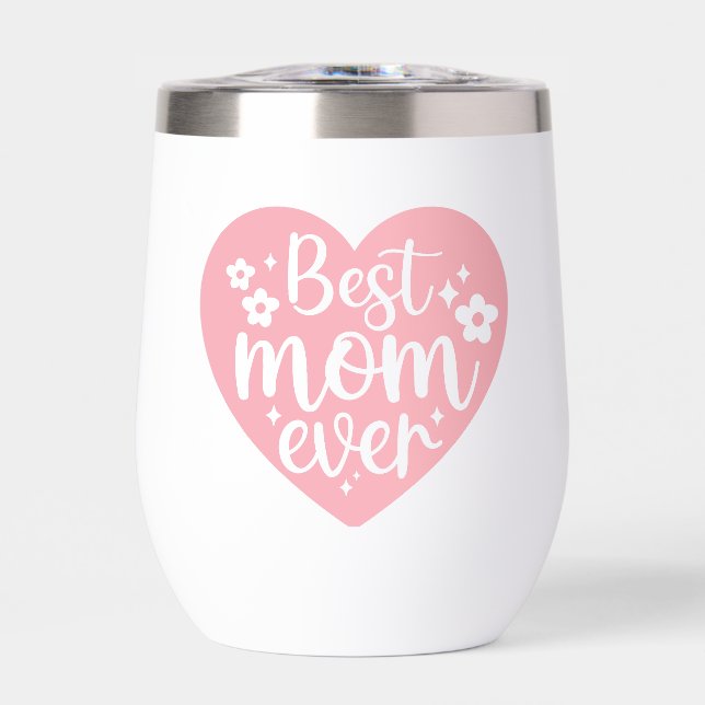 Best Mum Ever Pink Heart With Flowers (Front)