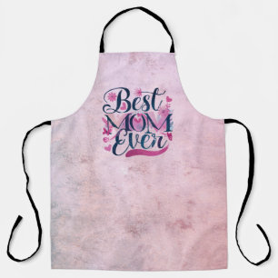 Best Mum Ever Pink Hearts Butterflies and Floral Apron
