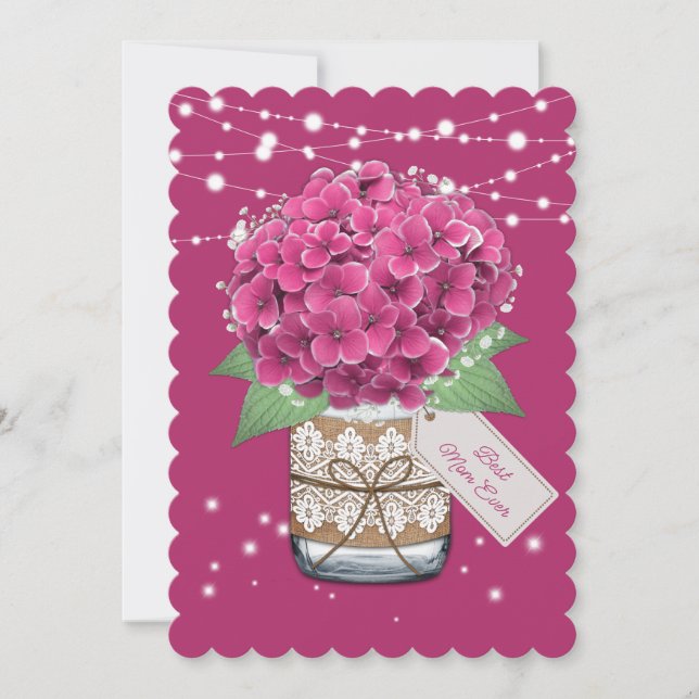 Best Mum Ever Pink Hydrangea Cute Mother's Day Card (Front)