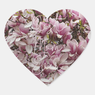 Best Mum Ever Pink Magnolia Flowers Floral Heart Sticker