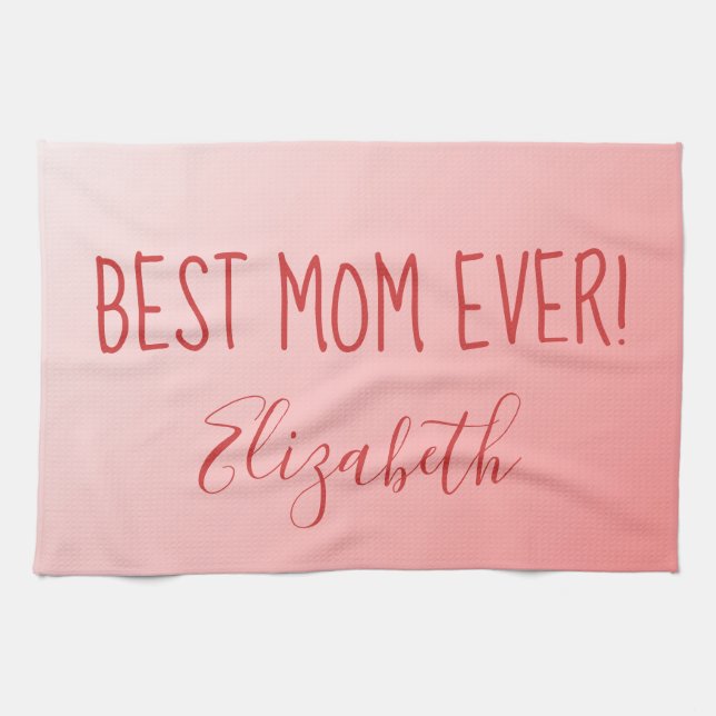 Best Mum Ever pink ombre Tea Towel (Horizontal)