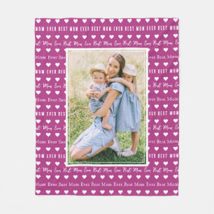 Best Mum Ever Pink Photo Fleece Blanket