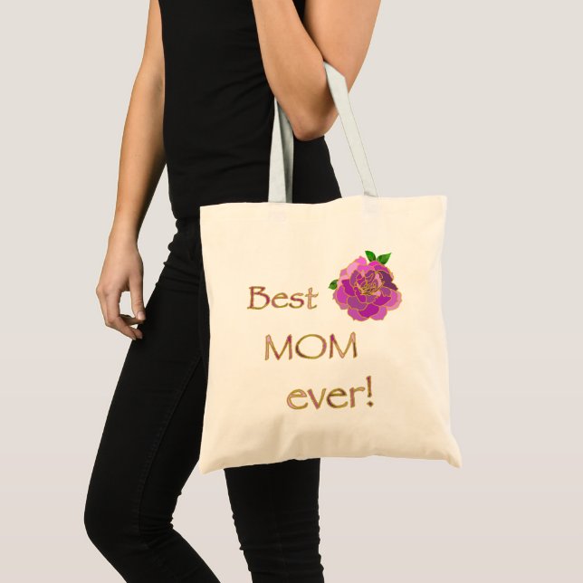 Best Mum Ever Pink Rose Mother's Day Tote Bag (Front (Product))
