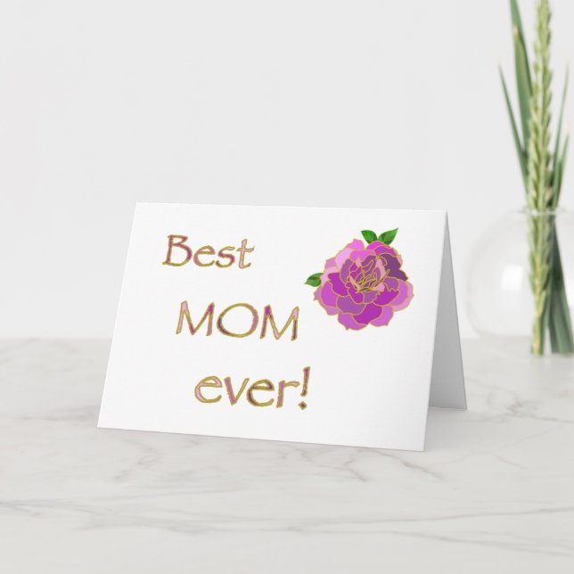 Best Mum Ever Pink Rose Thank You For Everything Card (Front)
