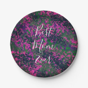 Best Mum Ever Pink Unique Garden Floral Painted Paper Plate