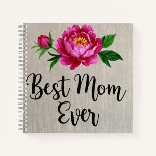 Best Mum Ever Pink Watercolor Flower Poster Notebook
