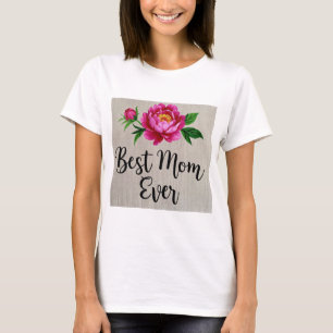Best Mum Ever Pink Watercolor Flower Poster T-Shirt
