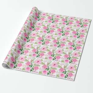 Best Mum Ever Pink Watercolor Roses Wrapping Paper