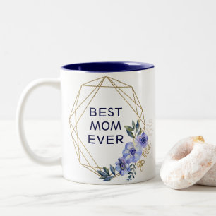 Best Mum Ever Pretty Gold Frame Floral Photo Two-Tone Coffee Mug