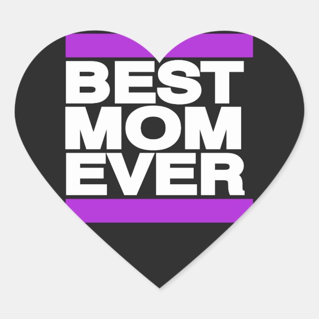 Best Mum Ever Purple Heart Sticker (Front)