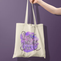 Best Mum Ever Purple & Silver Glitter Typography