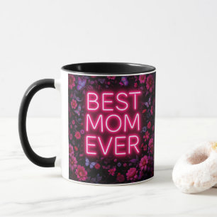 Best Mum Ever Quote Pink Flowers and Butterflies Mug