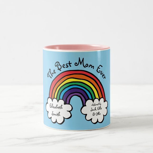 Best Mum Ever Rainbow Blue Two-Tone Coffee Mug (Center)
