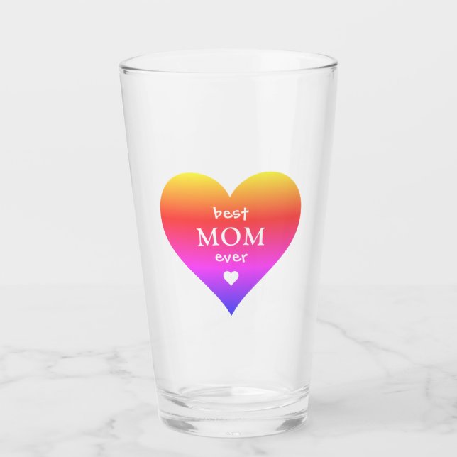 Best Mum Ever Rainbow Heart Glass (Front)
