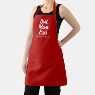 Best Mum Ever red custom script text cute Apron