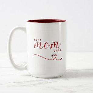 Best Mum ever red heart elegant Two-Tone Coffee Mug