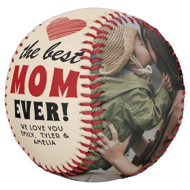 Best Mum Ever Red Heart Mother`s Day 2 Photo  Softball (Angled)