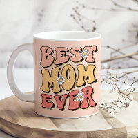 "Best Mum Ever" Retro Blush Pink White Daisy