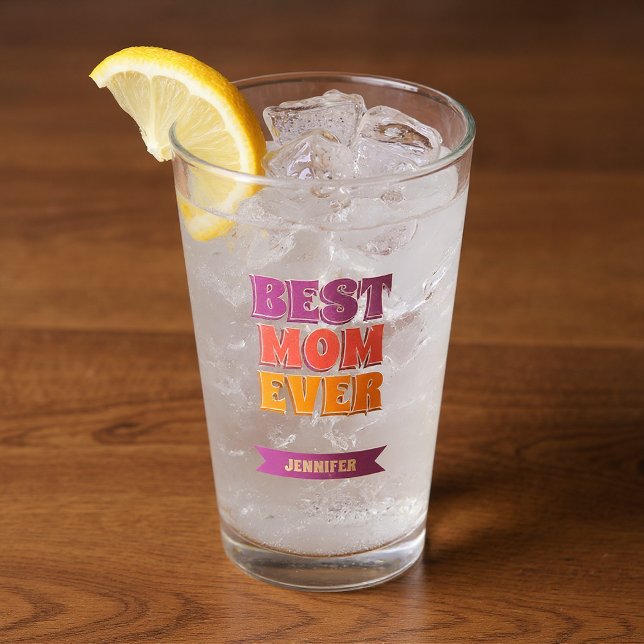 Best Mum Ever Retro Custom Name Funky Colourful  Glass (Creator Uploaded)