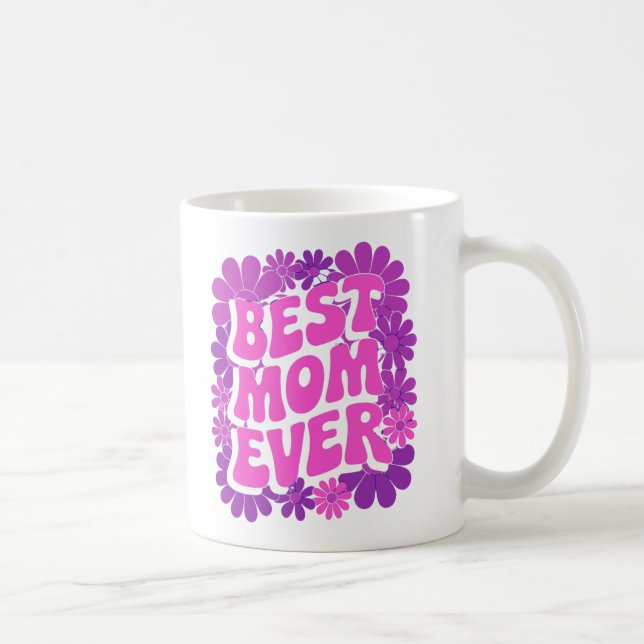"Best Mum Ever Retro Floral Design" Coffee Mug (Right)