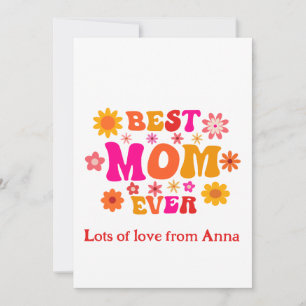 Best Mum Ever Retro Groovy Floral Mother's Day  Card