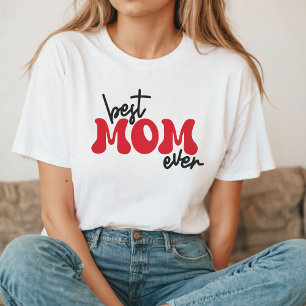 Best Mum Ever Retro Red Typography T-Shirt