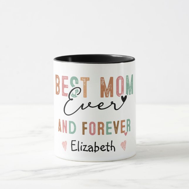Best Mum Ever  Retro Script Groovy Mother's day  Mug (Center)