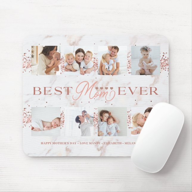 Best Mum Ever Rose Glitter 8 Photos Mother's Day Mouse Mat (With Mouse)