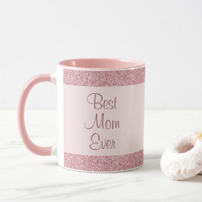 Best Mum Ever Rose Gold Glitter Template Mug (With Donut)