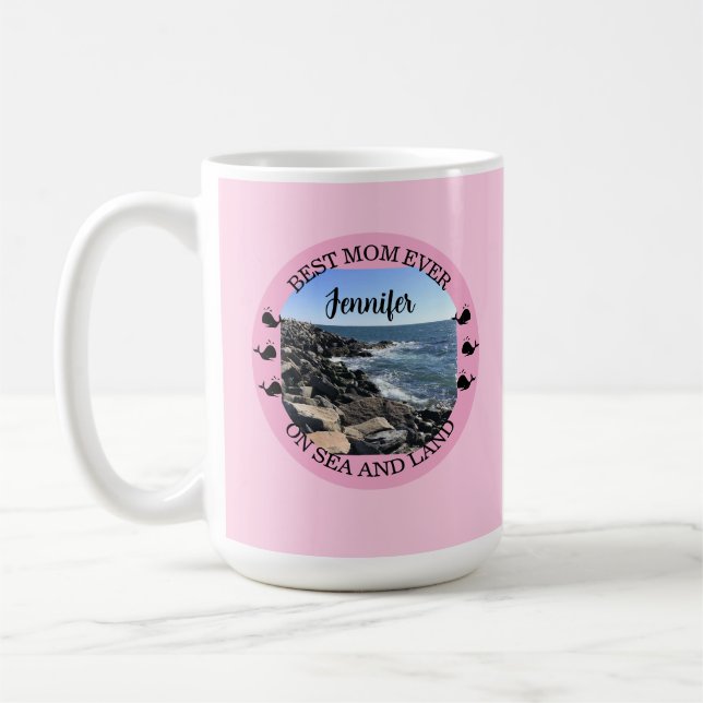 Best Mum Ever Round Photo of Atlantic Ocean Pink Coffee Mug (Left)