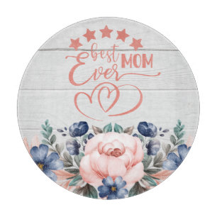 Best Mum Ever Rustic Boho Floral Mother's Day  Cutting Board