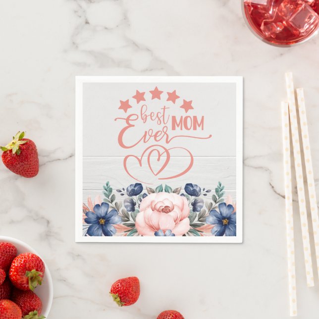 Best Mum Ever Rustic Boho Floral Mother's Day   Napkin (Insitu)