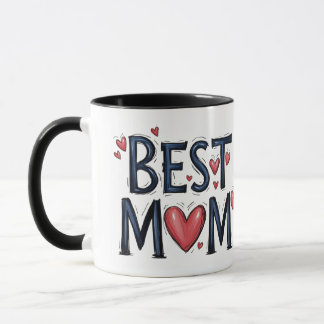Best Mum Ever Rustic Typography with Heart Mug