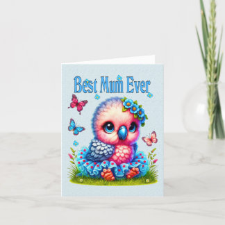 Best mum ever says the pretty little bird  holiday card