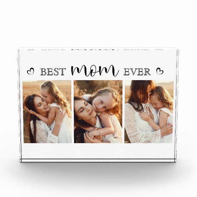 Best Mum Ever Script Gift For Mum Photo Collage Block (Front)