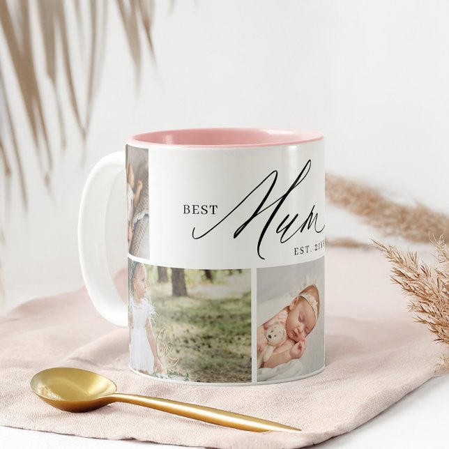 Best Mum Ever Script Mothers Day 5 Photo Collage Two-Tone Coffee Mug (Best Mum Ever Script Mothers Day 5 Photo Collage Two-Tone Coffee Mug)