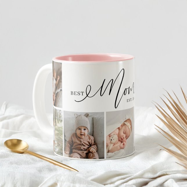 Best Mum Ever Script Mothers Day 7 Photo Collage Two-Tone Coffee Mug (Best Mom Ever Script Mothers Day 7 Photo Collage Two-Tone Coffee Mug)