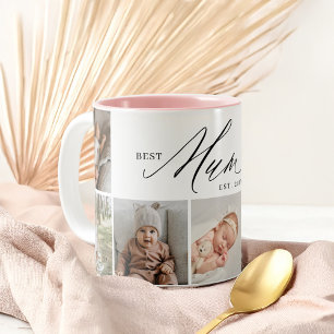 Best Mum Ever Script Mothers Day 7 Photo Collage Two-Tone Coffee Mug