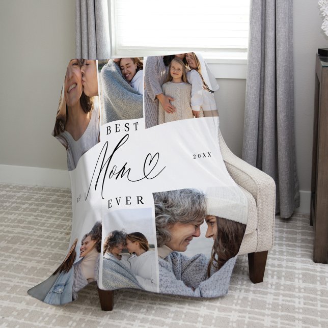 Best Mum Ever Script Mothers Day Photo Collage Fleece Blanket (Best Mom Ever Script Mothers Day Photo Collage Fleece Blanket)