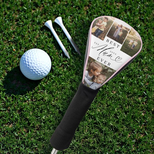 Best Mum Ever Script Mother's Day Photo Collage Golf Head Cover (Best Mum Ever Script Mother's Day Photo Collage Golf Head Cover)