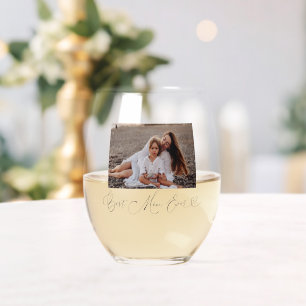 Best Mum Ever Script Photo Stemless Wine Glass