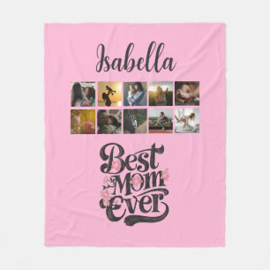 Best Mum Ever Script Trendy Mother's Day Gifts Fleece Blanket