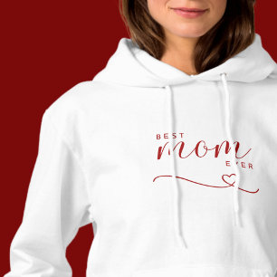 "Best Mum ever" simple red heart Hoodie