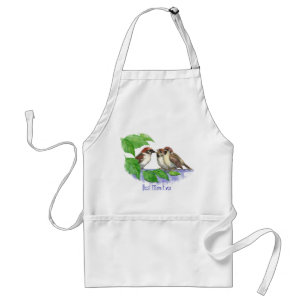 Best Mum Ever Sparrow, Cute Bird Family Standard Apron