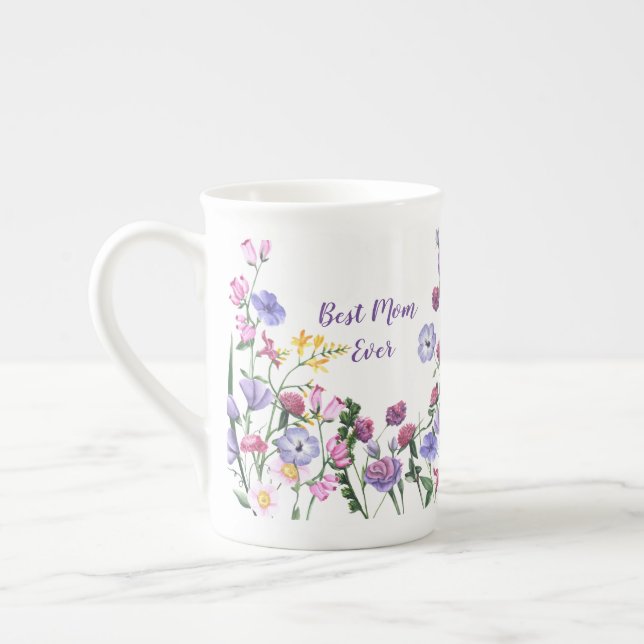 Best Mum Ever Spring Summer Garden Flowers Mug (Left)