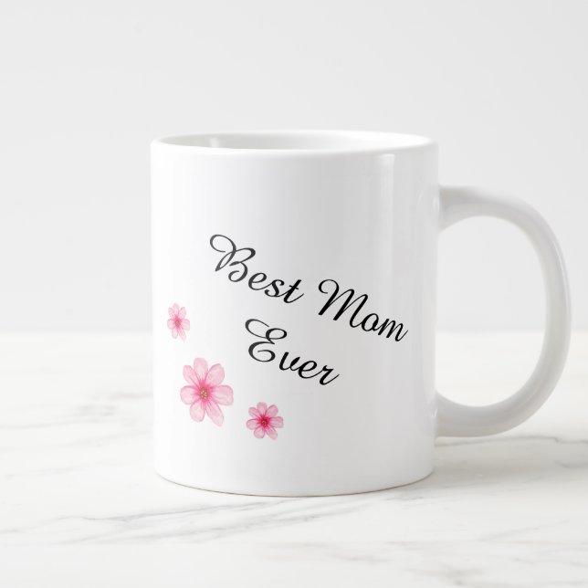 Best Mum Ever Stylish Flowers Mother's Day Large Coffee Mug (Right)