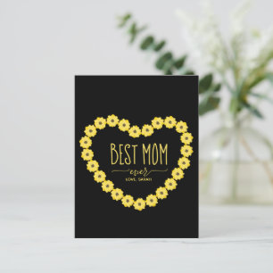 Best Mum Ever Sunflower Heart Custom Name Mum Postcard
