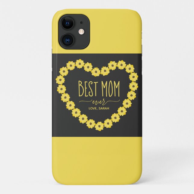 Best Mum Ever Sunflower Personalised Name  Case-Mate iPhone Case (Back)