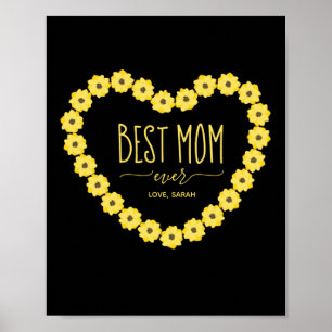 Best Mum Ever Sunflower Personalised Name Poster