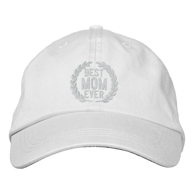 Best Mum Ever SuperMom Laurels Embroidery Embroidered Hat (Front)